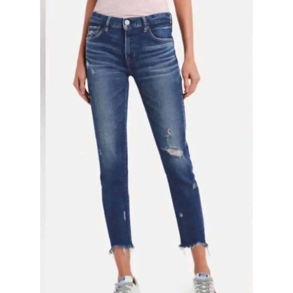 Moussy Vintage Glendele Denim Jeans Skinny Distressed Stretch Ankle Fray Size 28